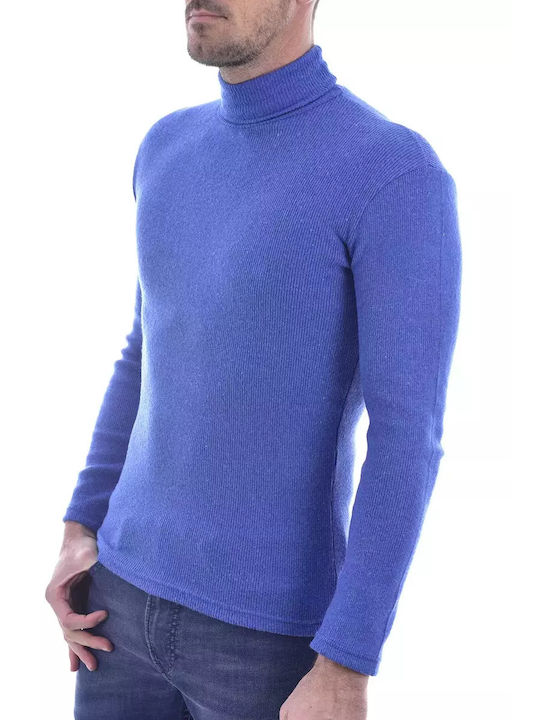 Goldenim Men's Long Sleeve Sweater Turtleneck Blue