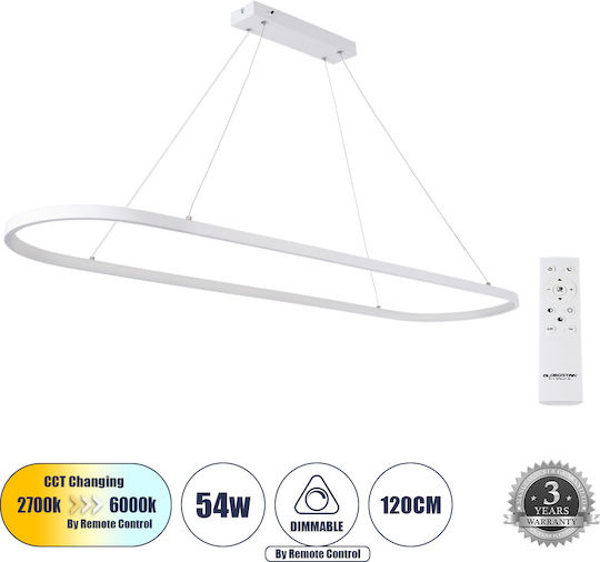 GloboStar Bolivar Висящо Осветително Тяло Бял 120x30см.