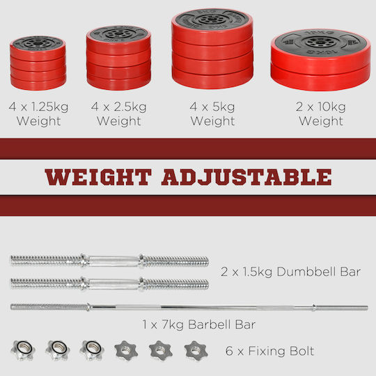 HomCom Hantelset mit Gesamtgewicht von 65kg kg