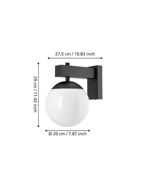Eglo Стенно Външно Фенерче E27 IP44 20x27.5x29εκ.