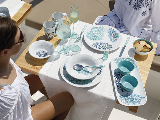 Marine Business Harmony Deep Serving Plate Made of Melamine White with Diameter 20.5cm 6 Pieces