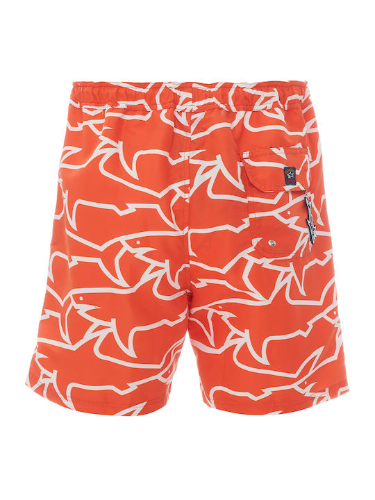 Paul & Shark Men's Swimwear Shorts Orange with Patterns