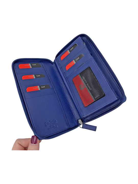 Große Leder Damenbrieftasche Blau