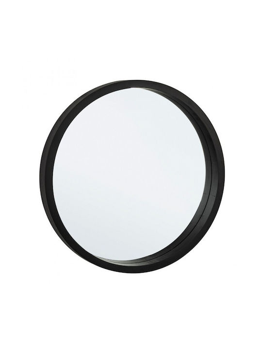 Bizzotto Tiziano Wall Mirror with Black Wooden Frame Diameter 52cm 1pcs