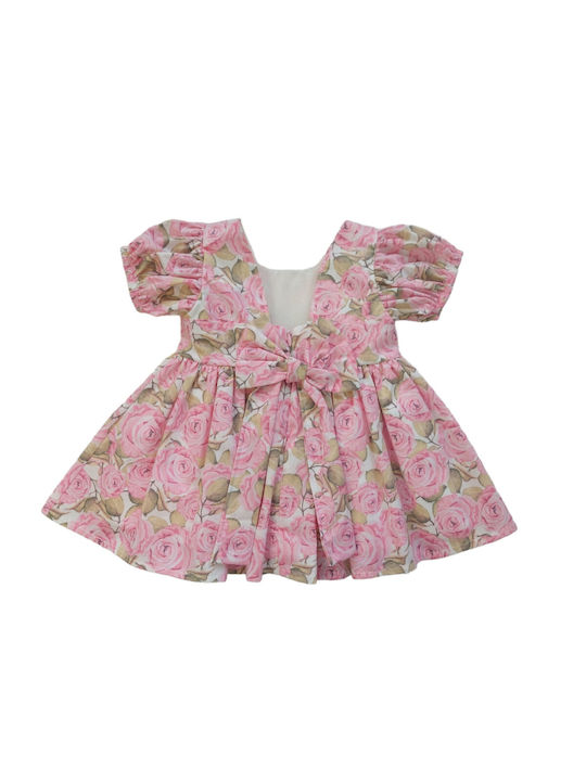 Sweet Baby Mädchen Kleid Blumen Kurzärmelig Rosa