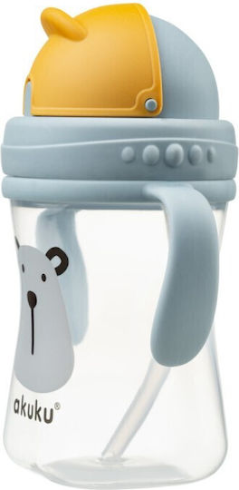 Akuku Baby Cup with Handles and Straw Bear made of Plastic Light Blue 300ml for 9m+m+
