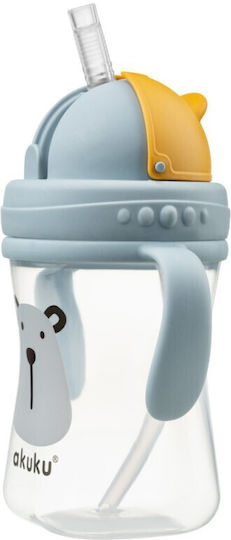 Akuku Baby Cup with Handles and Straw Bear made of Plastic Light Blue 300ml for 9m+m+