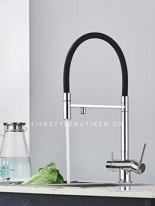 Naron Tall U-Shaped Kitchen Faucet Counter Chrome