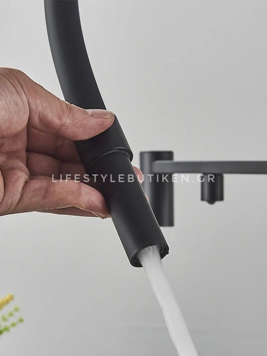 Naron Tall U-Shaped Kitchen Faucet Counter Black Mat