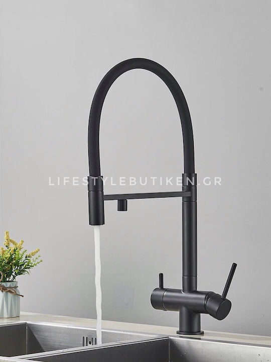 Naron Tall U-Shaped Kitchen Faucet Counter Black Mat