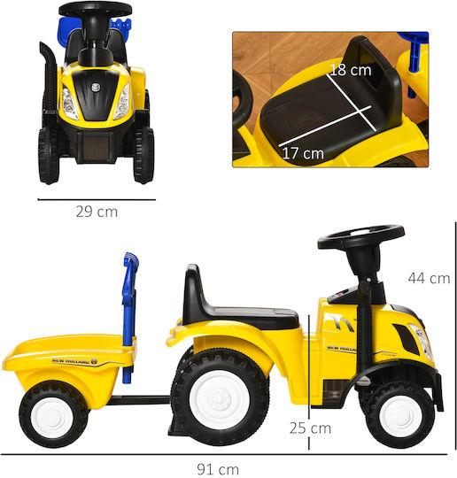 HomCom Τρακτέρ Αυτοκινητάκι Ride On για 12+ μηνών Κίτρινο
