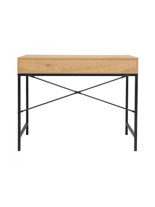 Desk Taco Wooden Black / Natural with Metal Legs 95x48x76cm