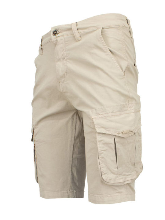 NEW YORK TAILORS MEN'S CARGO SHORTS ECRU ADAMO BIG-STONE