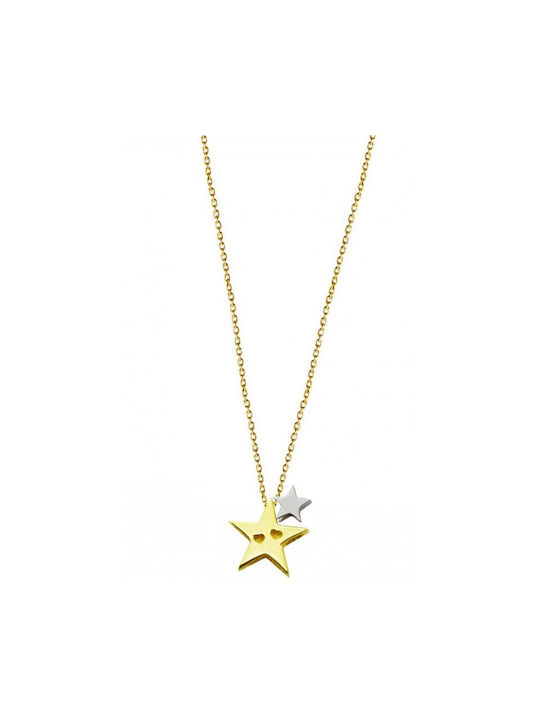 R324 9 carat gold double sided necklace in star shape. 9 carat