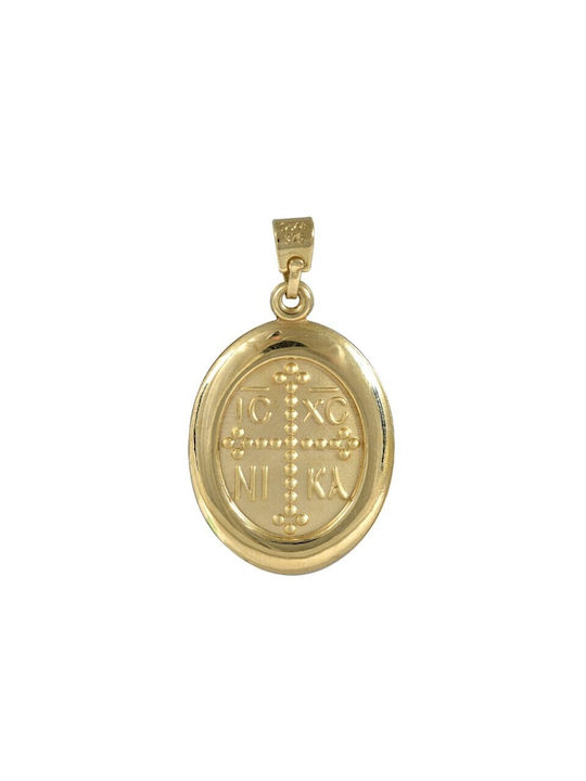 Gold amulet with the Virgin Mary double faceted FL0011 14 Carat gold