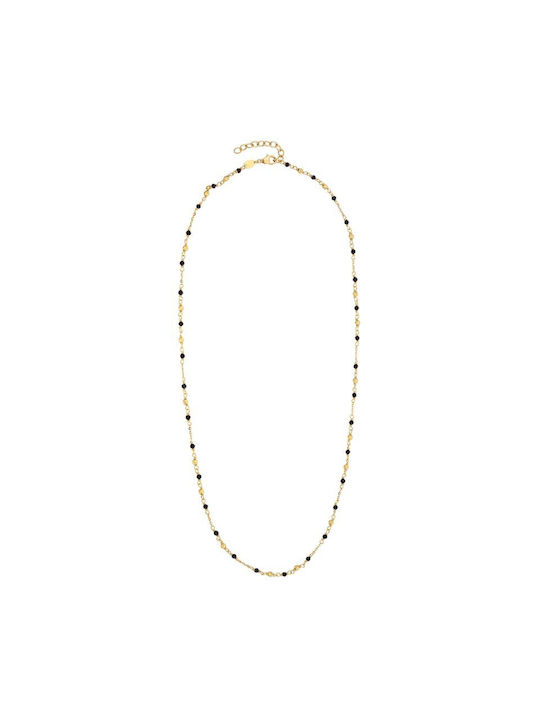 Gold Rosary necklace with black onyx KLXR12 14 Carat gold necklace