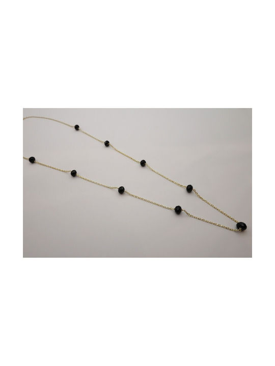 Women's gold necklace with genuine black onyx KLXR112 9 Carat