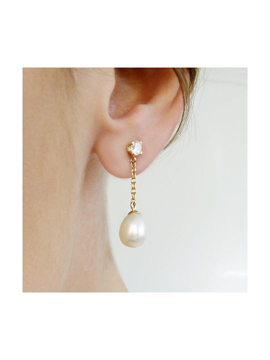 Earrings with fresh water pearls Fresh Water Pearl 8,0×10,0mm K14 110757 Pearls