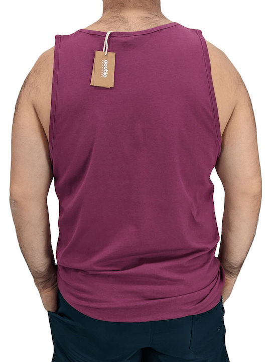 Double Men's Short Sleeve Blouse Burgundy