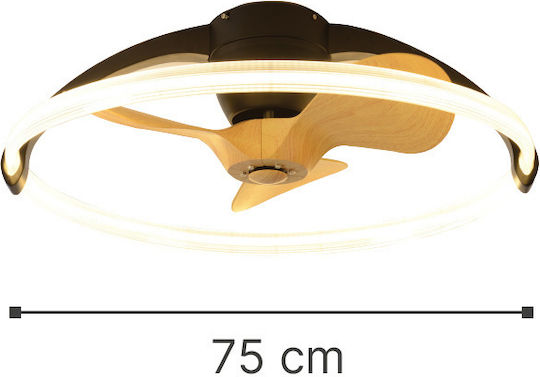 Inlight Nettilling Ceiling Fan 75cm with Light Brown