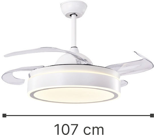 Inlight Peyto Таванен Вентилатор 107см с Осветление Черен