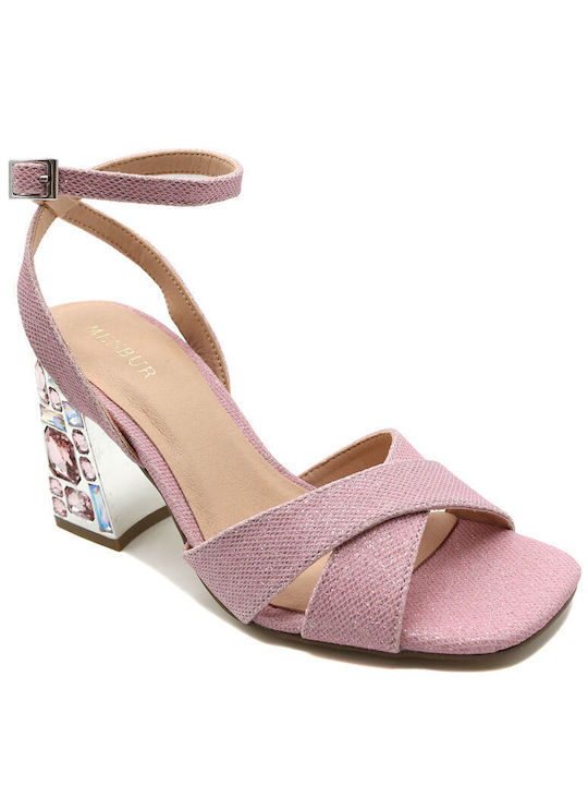 Menbur Damen Sandalen mit Chunky hohem Absatz in Lila Farbe