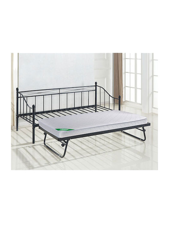 Marin Canapea Pat Single Metalic Negru Potrivit Pentru Saltea 90x190cm E8043,1
