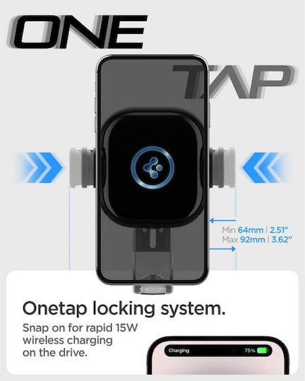 Spigen UTS12W Onetap Car Mobile Mount with Adjustable Hooks and Wireless Charging Black