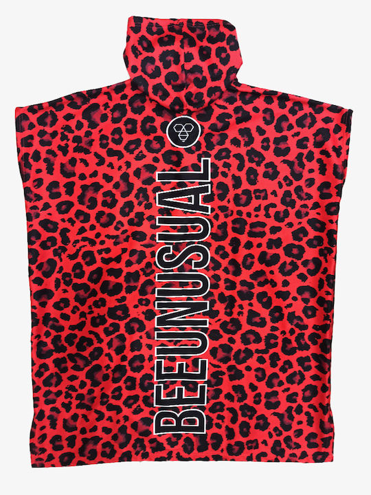 Bee. Unusual. Wild Bee Beach Poncho Made of Red Microfibers