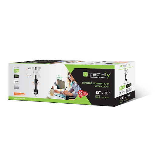 Techly Stand Desk Mounted Monitor up to 30" with Arm (ICA-LCD-500BK)