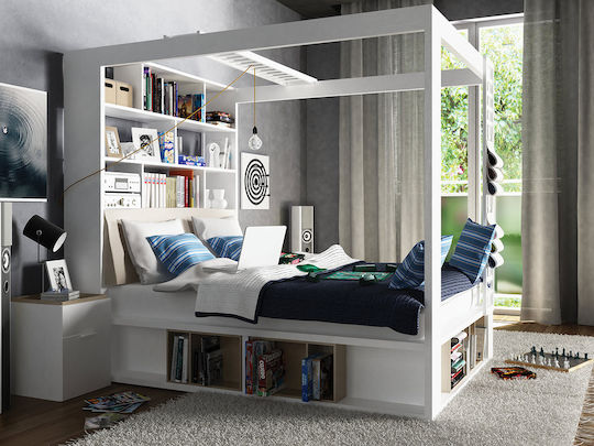 Leiter Bett Weiß 25.5x167cm