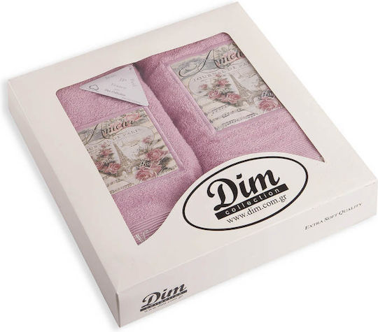 Dimcol Set De Prosoape De Baie 2 Buc Vintage Paris Fucsia