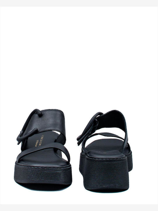 Anatomic Women's Leather Platform Wedge Sandals Black