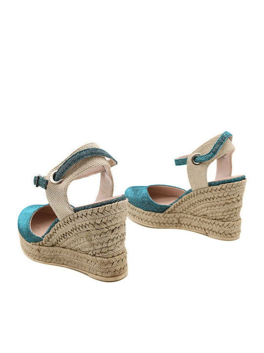 Damenplattformen im Espadrilles-Stil Türkis