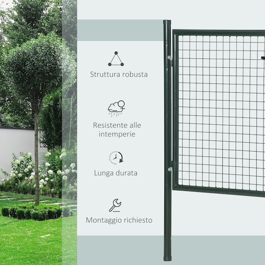 HomCom Μεταλλική Πόρτα Φράχτη σε Πράσινο Χρώμα 97cm x 1.5m