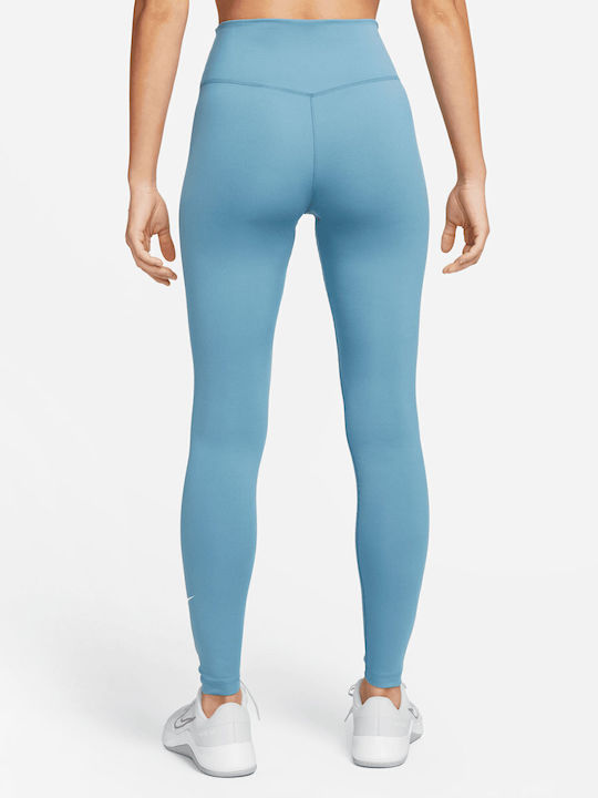 One Women's Long Training Legging High Waisted Dri-Fit Blue