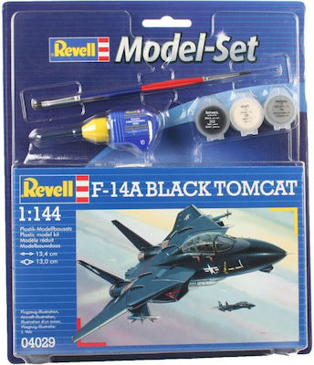 Revell F-14A Black Tomcat Modellfigur Flugzeug 49 Teile im Maßstab 1:144 mit Kleber und Farben 13.4x13cm.