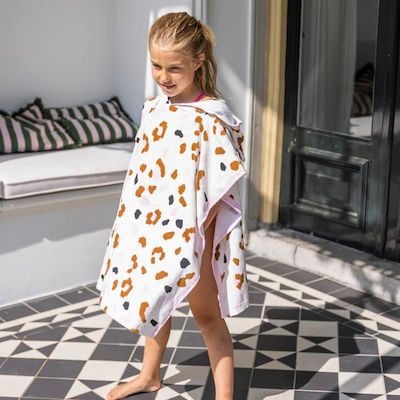 Swim Essentials Leopard Kids Beach Poncho Offwhite 62 x 62cm