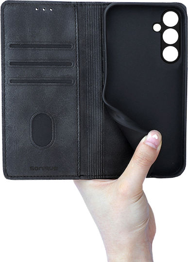 Sonique Vintage Magnet Book Synthetic Leather / Plastic / Silicone Black (Galaxy A14)