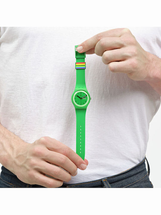 Swatch Swatch Women's Watch with Green Rubber Strap