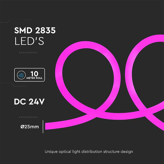 V-TAC Ταινία LED 24V Ροζ Φως 10m Neon Flex