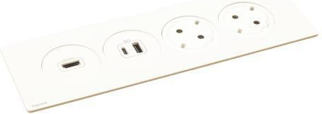 Legrand Διπλή Επιδαπέδια Πρίζα Ρεύματος με 2 Θύρες USB Λευκή