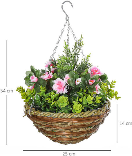 Künstliche Pflanze im Töpfchen Grün 25cm 2Stück Outsunny