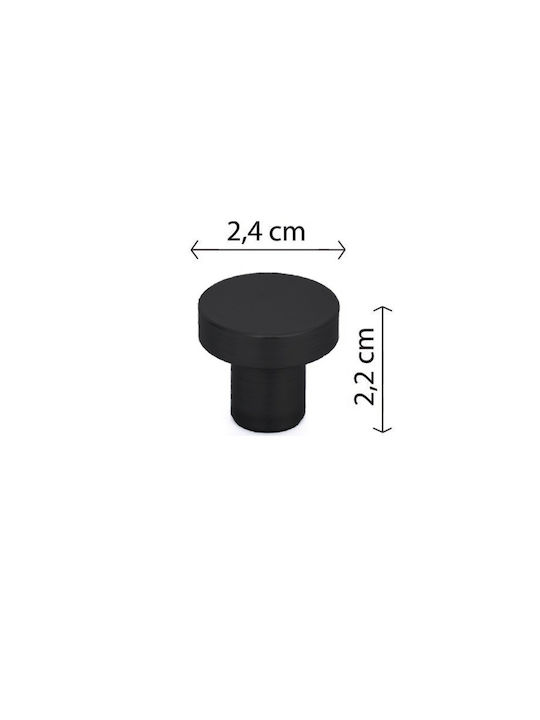 Import Hellas Metallic Furniture Knob 6090 Black Ø24mm