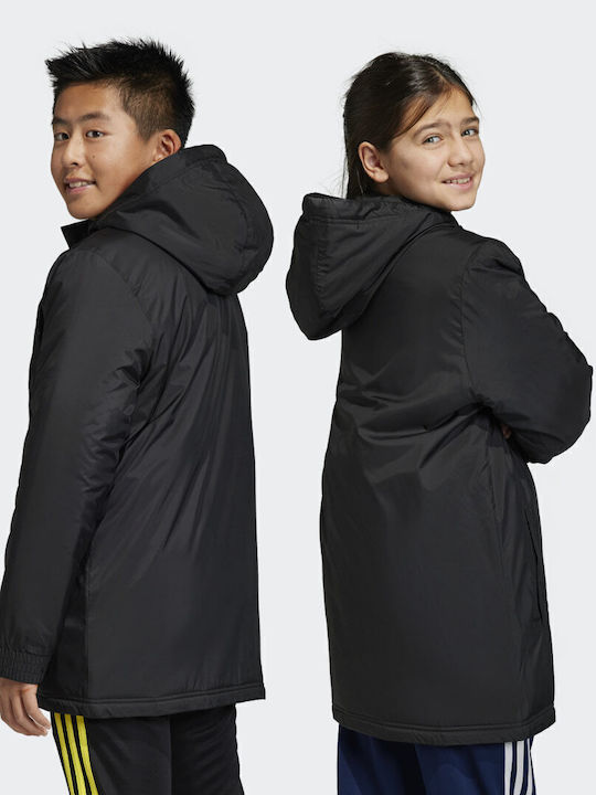 Entrada 22 Stadium Kids Sports Long Jacket with Lining and Hood Black