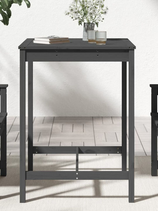 Outdoor Bar Free Standing Wood Table Gray 82.5x82.5x110cm