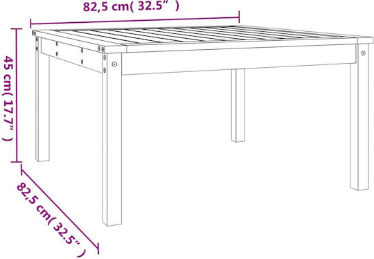Sitting Room Outdoor Free Standing Wood Table Natural 82.5x82.5x45cm