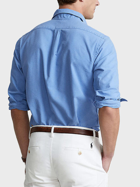 Long-sleeved Denim Shirt Bright blue