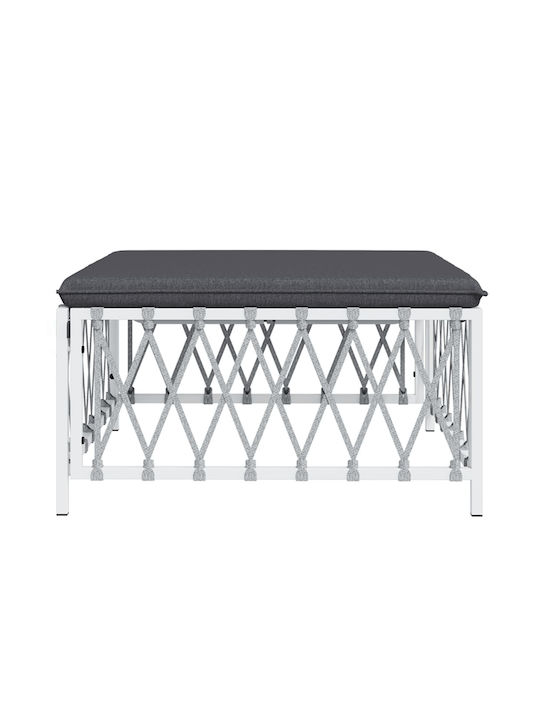 Scaun Metalic Cub Pentru Exterior Cu Pernă Alb 70x70x34cm