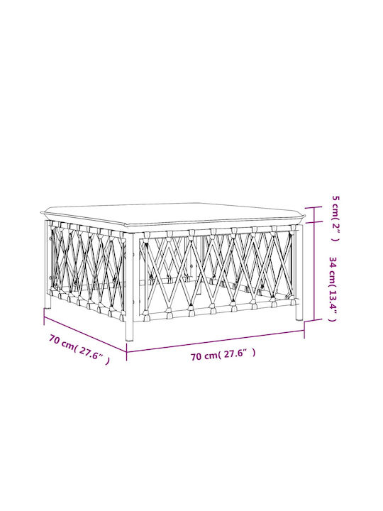 Scaun Metalic Cub Pentru Exterior Cu Pernă Alb 70x70x34cm